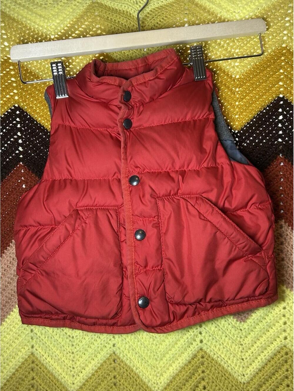 Y2K Baby Gap Red Puffer Vest Size 12-18 Mo Full Zip Warm Quilted Sleeveless